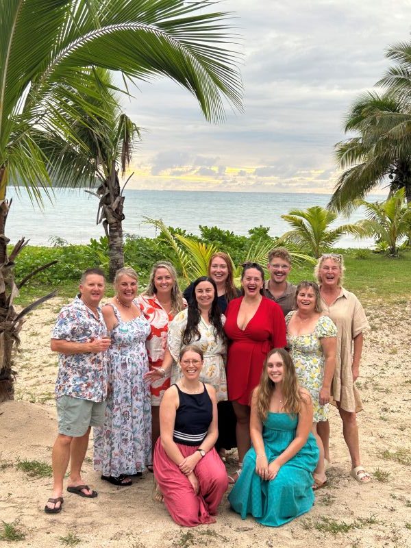 Toby Stanton from World Travellers Queenstown with House of Travel Riccarton’s Natasha Vaughan, Holiday HQ’s Kaylene Johnstone, Zoe Walker from Flight Centre New Plymouth, NZTB Dunedin’s Danielle Hannagan, Lendl Oosthuizen from Flight Centre Direct, Happy Travels NZ’s Sebastian Dettmann, Bridget Hanrahan from House of Travel Prestons and NZTB Cambridge’s Mirjam Landhuis. In front is Elizabeth Turney from House of Travel Hamilton and Ana Mckearney, Tourism Fiji.