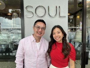 Ricky Yu from The Sanchaya with Lotus Cruises’ Chi Vu.