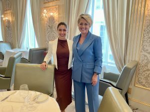 Local Oceania Cruises bdm Dani Enes, on left, with Oceania and Regent Seven Seas vp sales & gm APAC Lisa Pile.